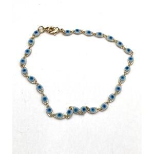 Evil Eye Bracelet Anklet Gold Tone 9.75”